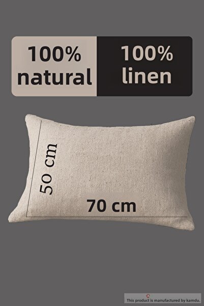 Kamdu 2 Pieces of 100% Raw Linen Cotton Cover Pillow Case, Organic Pillow Case, Elegant Pillow Case