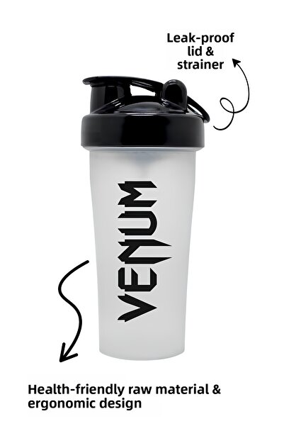 Stylovi Venum 700 ml Transparent Shaker Leak-Proof Lid with Strainer Sports Bottle Healthy Ergonomic