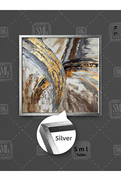 SML TABLO Златиста черна антрацитна модерна абстрактна декоративна картина в рамка с квадратна форма