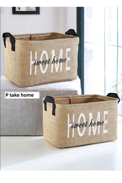 PRENDİ HOME طقم منزلي من قطعتين مصنوع من الجوت، خزانة قابلة للطي، غرفة غسيل، منظم ألعاب للأطفال، منظم سلة تخزين