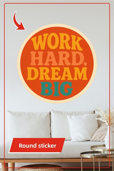 KOSS Dijital Trăbește cu tărie, visează mare, autocolant rotund retro, temati...