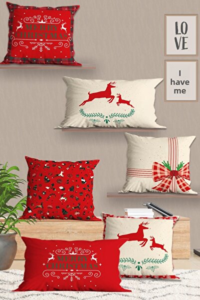 Belle Benoit 6 τεμάχια Πρωτοχρονιάτικο μοτίβο, ορθογώνιο, ψηφιακή εκτύπωση διπλής όψης, μαξιλαροθήκη, κάλυμμα μαξιλαριού, με φερμουάρ