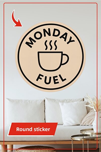 KOSS Dijital Autocolant rotund cu design pentru ceașcă de cafea Monday Fuel, ...