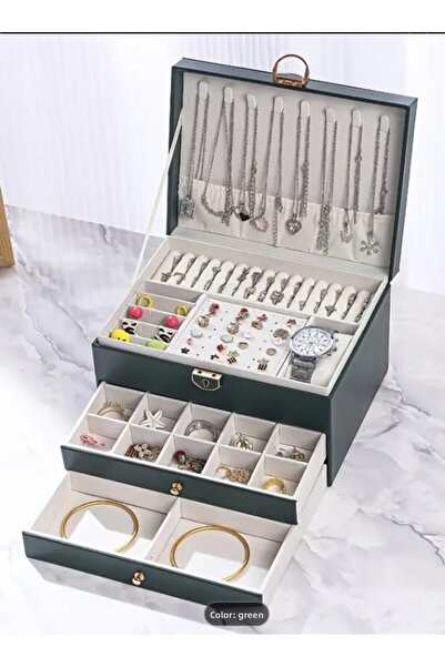 AuraStile Cutie de bijuterii premium importată cu trei straturi - Organizator...