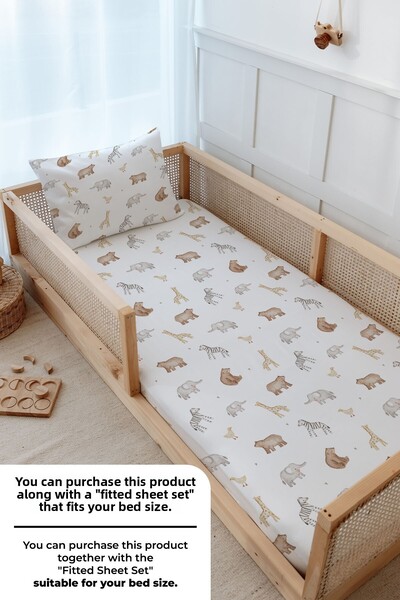 Tuğba Kuğu Montessori Bedding Set (100X200) - Pureline Series - Cute Animals
