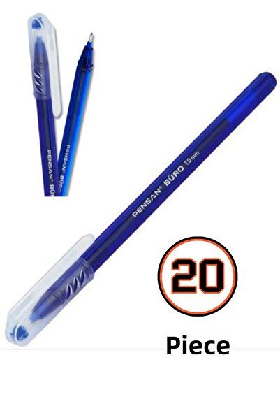 Glanart قلم حبر أزرق من نوع بنسان المكتبي برأس 1 مم، مجموعة من 20 قلمًا