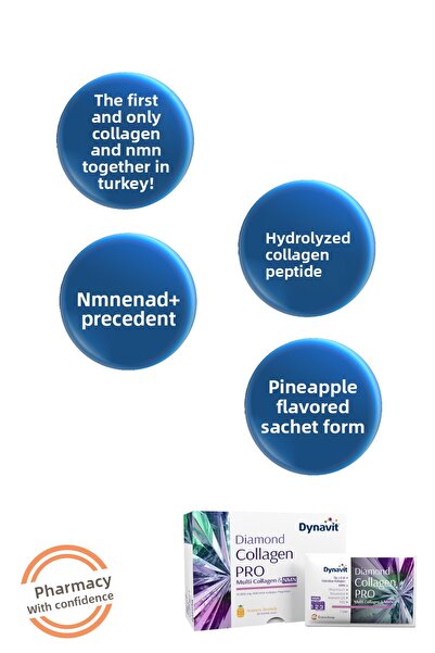 Dynavit كولاجين متعدد ومُكثّف بـ NMN (مُعزز NAD+) 30 كيس - ببتيد مُهدرج من النوع 1 و3 من الكولاجين البقري والدجاج، والنمثيوكيناميد (NMN)