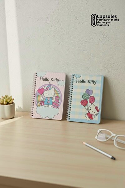 caps office 2 Pieces Hello Kitty Themed A6 Lined Spiral Notebook Set – 50 Sheets