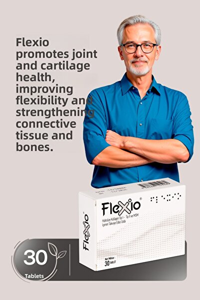 FLEXİO Flexio Hidrolized Type 1 وType 2 كولاجين، Msm، 30 قرصًا يحتوي على الغل...