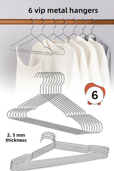 Vip Home Concept Umeraș metalic pentru haine, 6 bucăți, umeraș pentru haine, ...