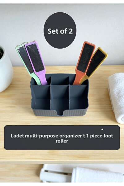 BN Cosmetics مجموعة من قطعتين لتنظيم أدوات التجميل ومجموعة مبردات الأقدام الملونة - منظم مستحضرات التجميل ومجموعة العناية بالكعب