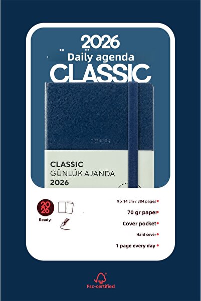 Victoria's Journals Classic 2026 Daily Agenda A6 (9X14 cm) Hard Cover Ivory 70Gr.