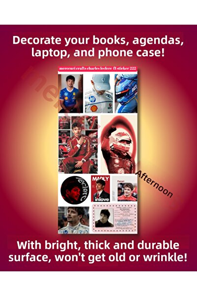 merccuri crafts مجموعة ملصقات تشارلز لوكلير لسباقات الفورمولا 1 (أكثر من 29 قطعة عالية الجودة) - دفتر ملاحظات، ملصق، سكوديريا فيراري