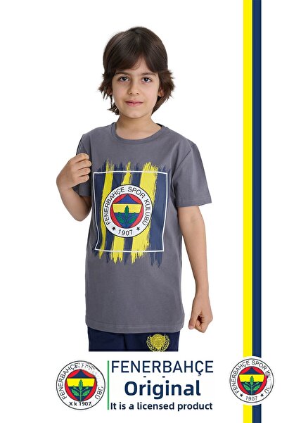 Fenerbahçe Original Colorful Logo Polo Neck Children's T-Shirt