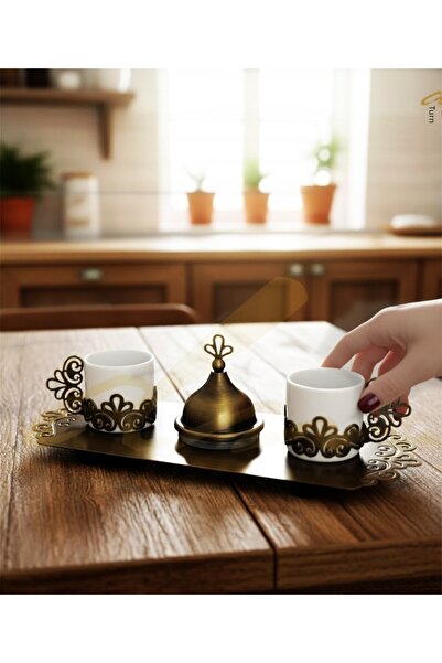 DECOSTYLE Sarmaşık Coffee Set (Antique-Oxide) Cup Set 4 Pieces