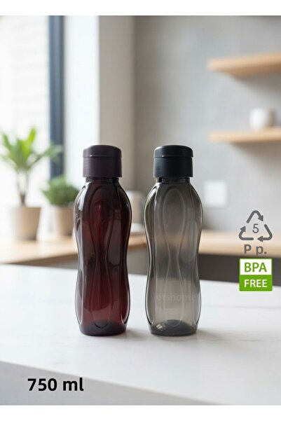 Jet's Home طقم زجاجات مياه PP-5 خالية من مادة BPA، مقاومة للانسكاب، مكونة من قطعتين، بدون رائحة، للمكتب والرياضة والمدرسة، باللون الأسود والأحمر الداكن، 750 مل