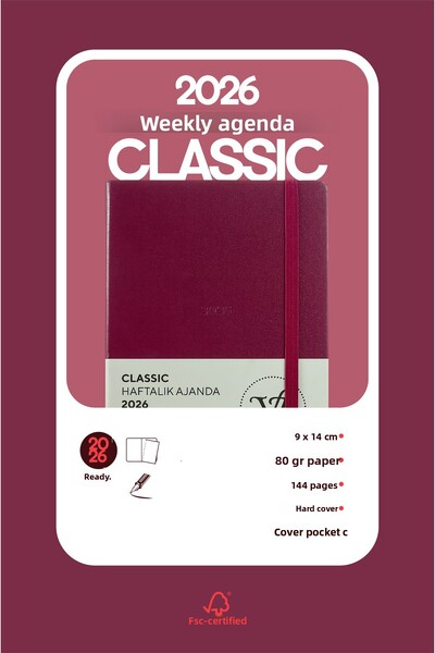 Victoria's Journals Classic 2026 Weekly Pocket Diary A6 (9X14 cm) Hard Cover.