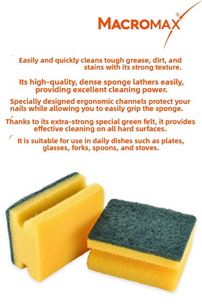 MACRO MAX 5Pcs Classic Green Corrugated Sponge