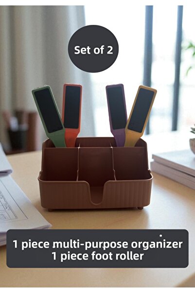 BN Cosmetics مجموعة من قطعتين لتنظيم أدوات التجميل ومجموعة مبردات الأقدام الملونة - منظم مستحضرات التجميل ومجموعة العناية بالكعب