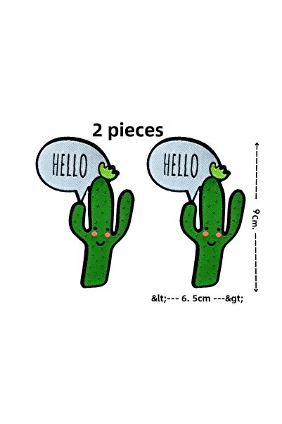 Megas Etiket Iron-Stick "Hello Cactus" Woven Crest/Patch