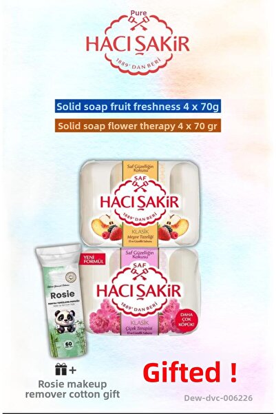 Hacı Şakir Flower Therapy and Meyze Freshness Solid Soap 4X70 Ml, Rosie Pamuk