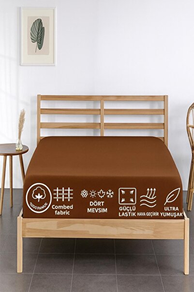 CT STONES 100% Cotton Combed Bed Sheet-Brown