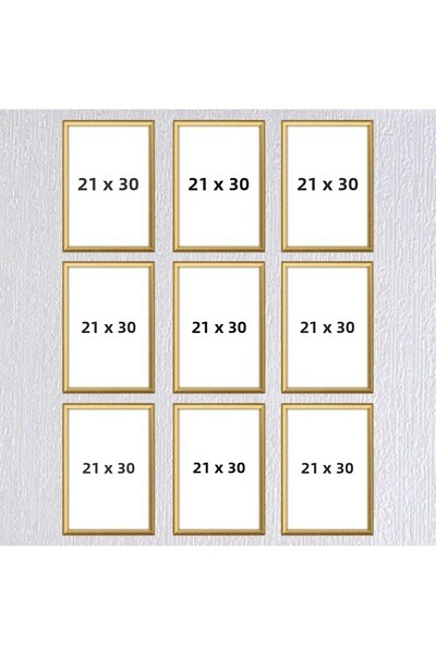 AS TİCARET إطار تسعة قطع مقاس 21×30 (بدون ملصق) - أسود