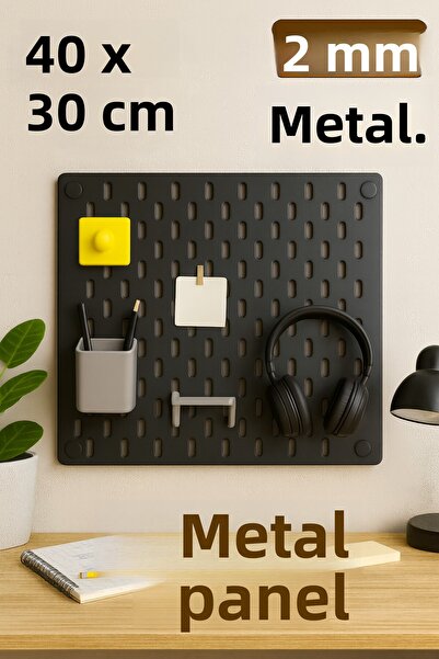 TechnoLoby Pegboard Multi-Purpose Black Metal Board 40X30 cm Organizer Pegboard