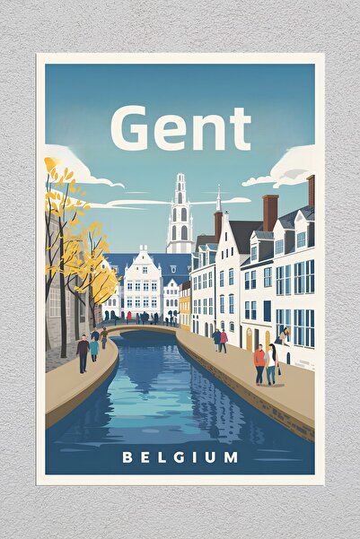 Lucena Pictură decorativă de perete vintage din Belgia cu imprimeu metalic