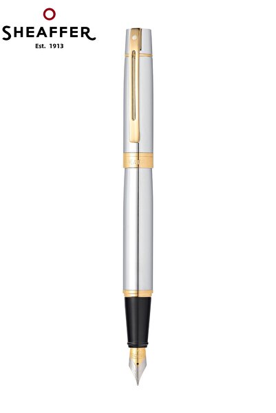 Sheaffer Wizdesign 300 Series Fountain Pen Roller Pen Bright Chrome Gold Set with Special Gift Box