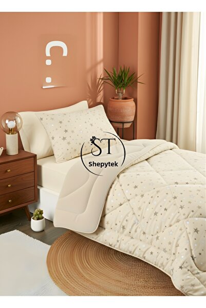 Shopyteks Single Welsoft Quilt Beige Star | Dowry Set | Dowry Set