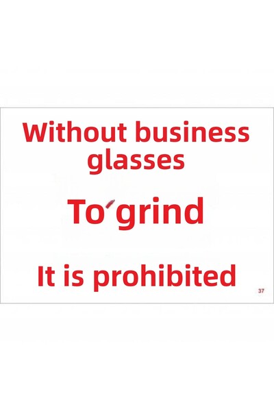 INURA GLOBAL لافتة تحذيرية للأعمال ممنوع الطحن بدون نظارات 25x35 كود: 37