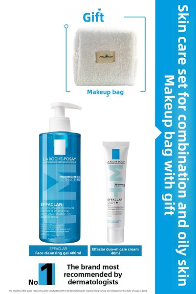 La Roche Posay Effaclar Skin Care Set for Combination and Oily Skin with Make...