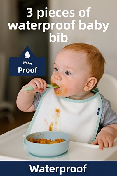 MEŞELİ TEKSTİL 3-Piece Liquid-Proof Bib |   Washable Practical Use