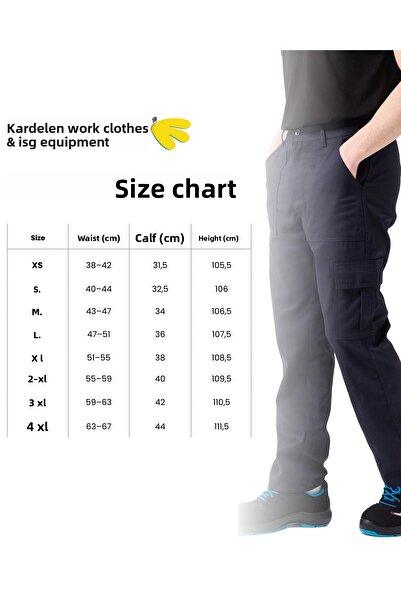 Kardelen İş Elbiseleri Galanthus Technical Pants Men's Navy Blue Cargo Pocket Comfortable Fit Durable Work Trousers