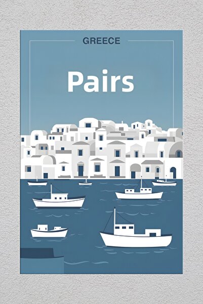 Lucena Pictură decorativă de perete vintage Paros Grecia 2 cu imprimare metalică