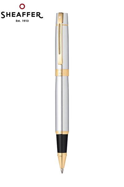 Sheaffer Wizdesign 300 Series Fountain Pen Roller Pen Bright Chrome Gold Set with Special Gift Box