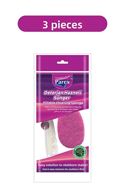 Parex Σετ τριών σφουγγαριών πιάτων με δοχείο απορρυπαντικού
