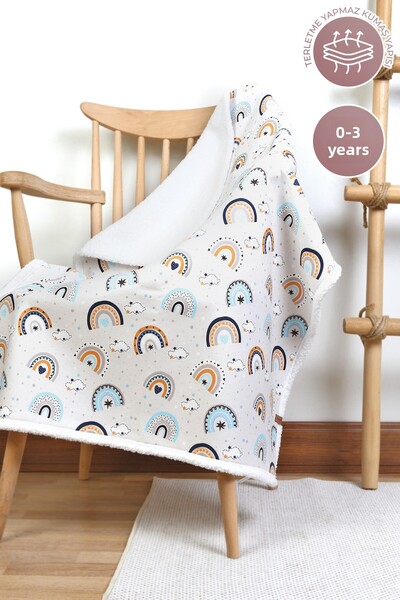 HAMUR Fluffy Baby Blanket 80X100 cm Sky Blue Swaddle Stroller Double-Sided Sheep Hair Blanket 100X80