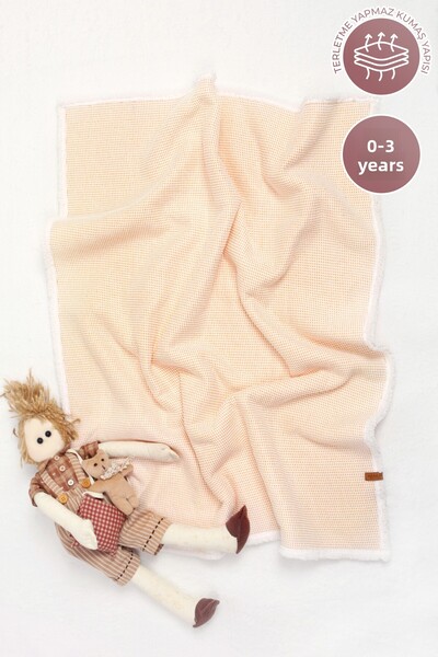 HAMUR Pouf Baby Kids Blanket 80X100 cm Sheep Hair Blanket Alize Yellow