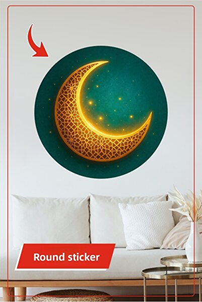 KOSS Dijital Autocolant rotund cu model de semilună de aur Decor estetic de p...