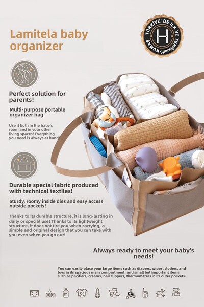 HAMUR Mother Baby Care Bag XL - Newborn Diaper Changing Organizer - Lamitela Lacibej