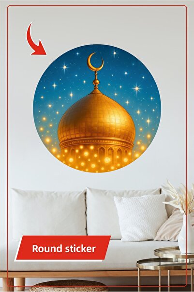 KOSS Dijital Autocolant rotund cu semiluna cu dom de aur, autocolant decorati...