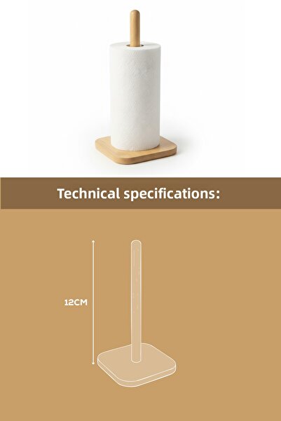 Vienev Natural Wooden Paper Towel Holder 12 cm