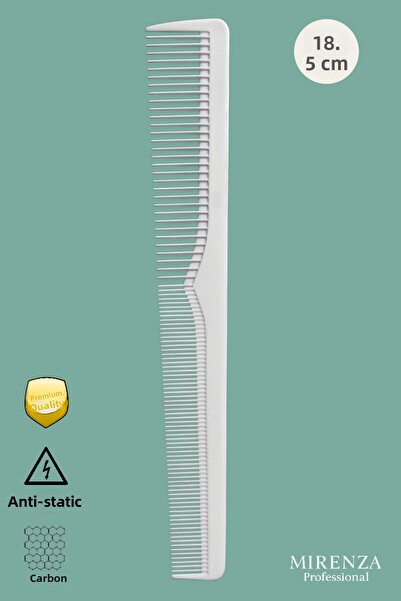 mirenza cosmetic Επαγγελματική χτένα κομμωτηρίου - Λευκή χτένα από άνθρακα