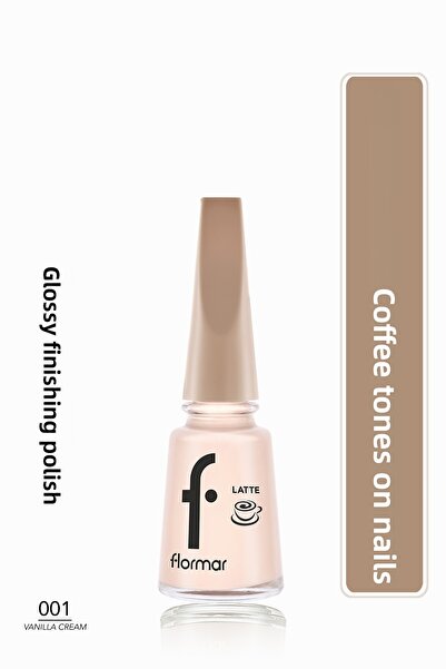 Flormar طلاء أظافر بلون القهوة عالي التصبغ ولامع من لاتيه