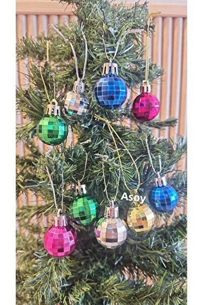 asöy زخرفة شجرة الصنوبر السنة الجديدة مختلط اللون ديسكو الكرة نظرة غلوب زخرفة...