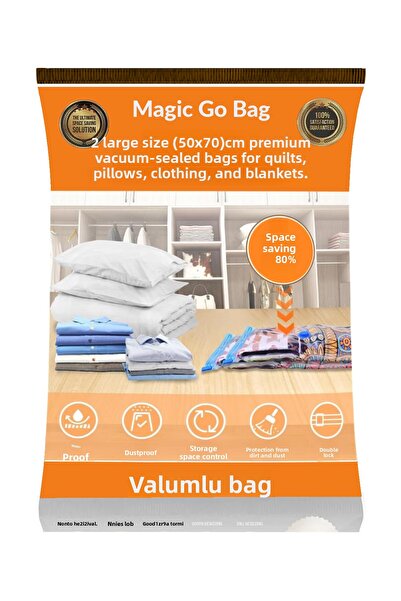 Magic Saver Bag 2 Pieces Large Size (50X70)Cm Premium Vacuum Quilt, Pillow, C...