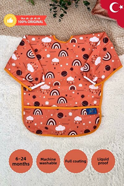 ANP MODA TASARIM Rainbow Patterned Liquid Proof Unisex Activity and Baby Bib ...