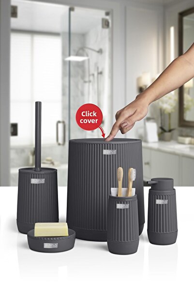 Okyanus Home Nida Anthracite 5 Piece Bathroom Set
